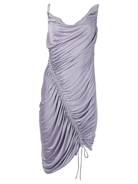 BOTTEGA VENETA-Technical Satin Jersey Dress in Lilac-Size 44 - New With Tags