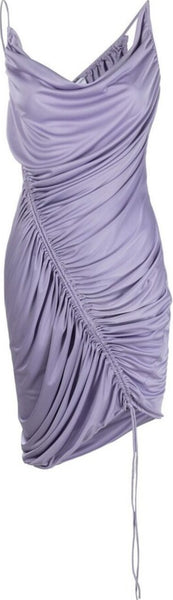BOTTEGA VENETA-Technical Satin Jersey Dress in Lilac-Size 44 - New With Tags