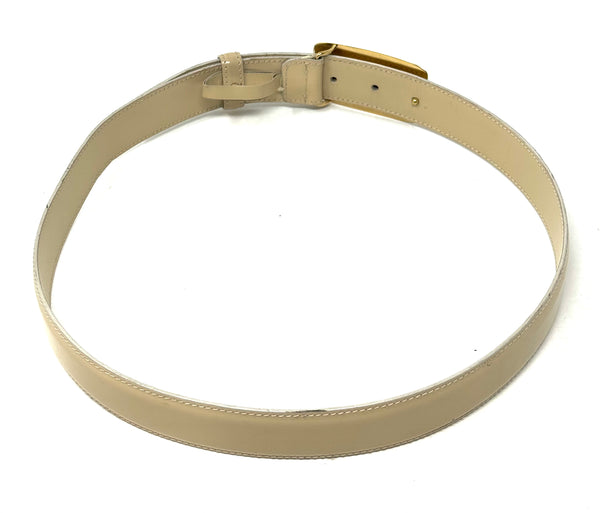 GUCCI-Patent Leather Beige/Gold Belt
