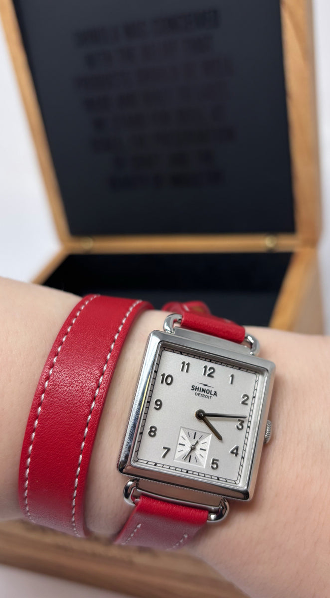 Shinola Detroit- The Cass Collection with Red double wrap leather Band