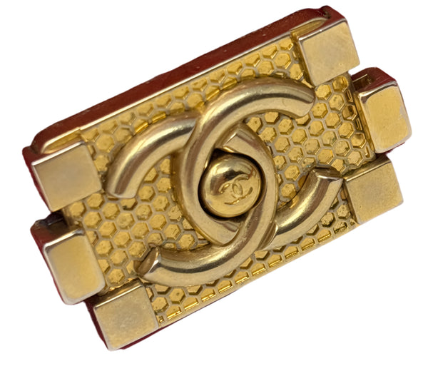 Chanel Red Leather Mini Quilted Boy Bag with Gold Hardware