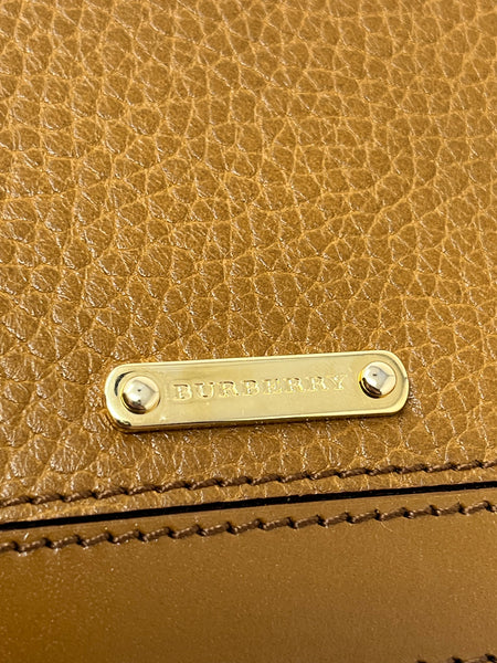 BURBERRY-Tan Leather Flap Continental Wallet