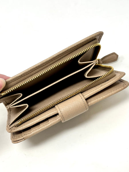 PRADA-Saffiano Leather Zip-Up Wallet