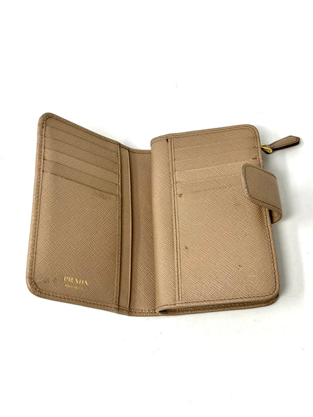 PRADA-Saffiano Leather Zip-Up Wallet