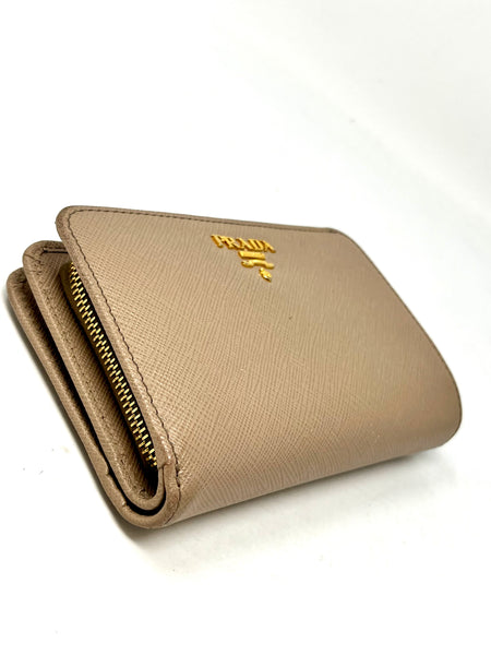PRADA-Saffiano Leather Zip-Up Wallet
