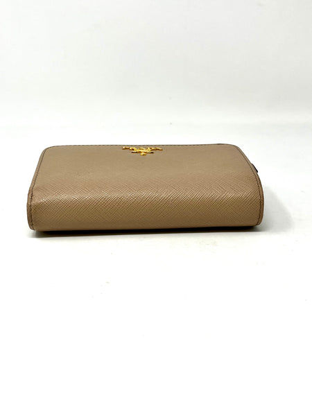 PRADA-Saffiano Leather Zip-Up Wallet