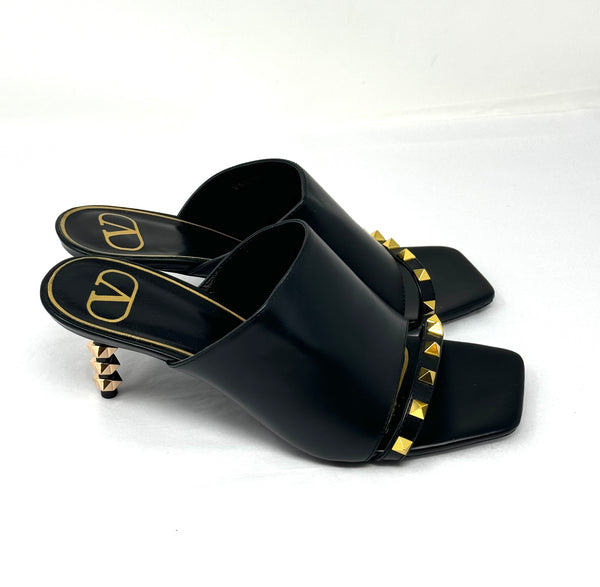 VALENTINO-Black/Gold Heels-Size 39