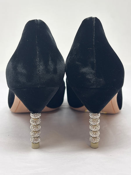 Sophia webster black velvet coco crystal-embedded pump