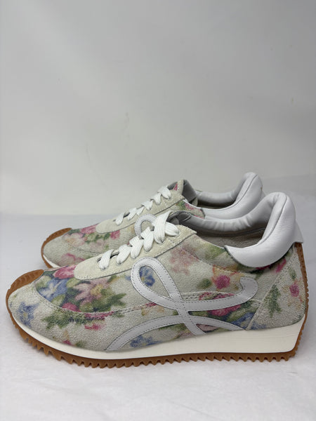Loewe-Preloved-Floral Suede Sneakers Sz-38