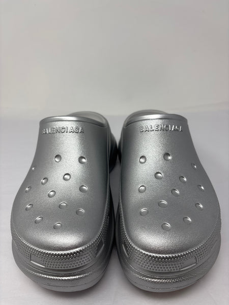 BALENCIAGA silver crocs shoes size 8