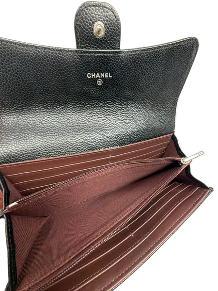 Chanel-Preloved-Black Chanel Classic Long Flap Wallet