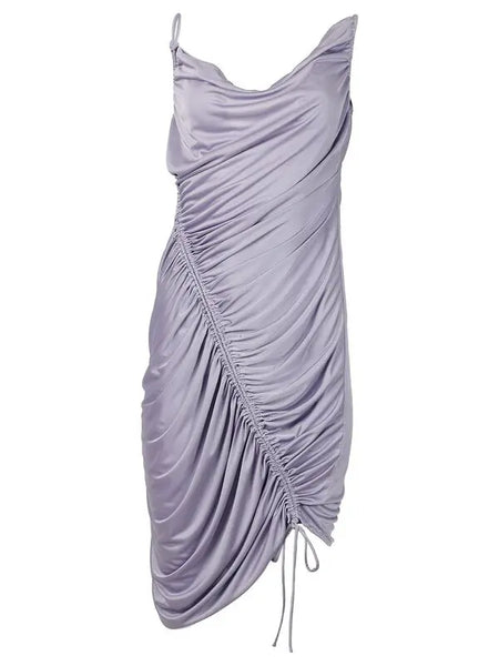 BOTTEGA VENETA-Technical Satin Jersey Dress in Lilac-Size 44