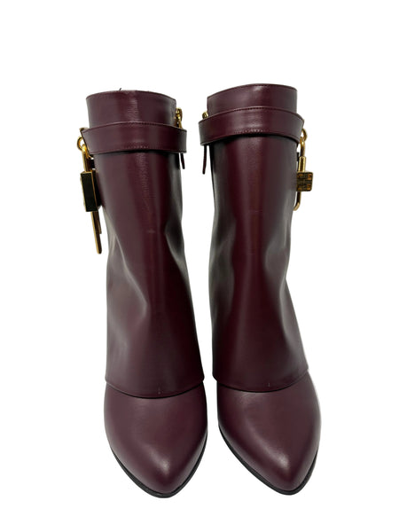 Givenchy-Preloved-Wine Mid Calf Boot W/ Gold Lock Sz-40