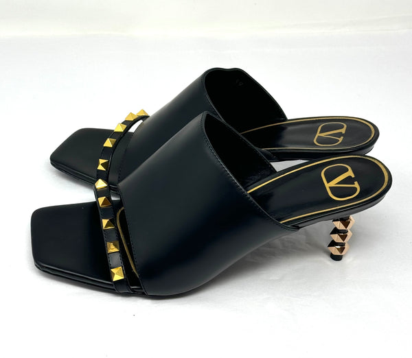 VALENTINO-Black/Gold Heels-Size 39