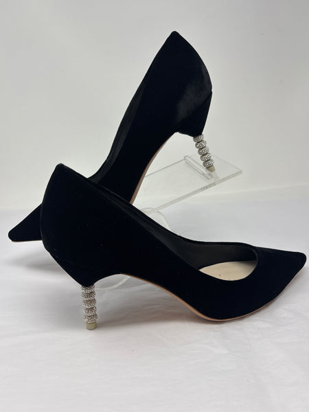 Sophia webster black velvet coco crystal-embedded pump