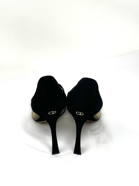 DIOR-Black Suede/Mesh Pumps-Size: 39