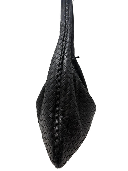 Bottega Veneta-Preloved-Large Black Intrecciato Napa Leather Hobo Bag