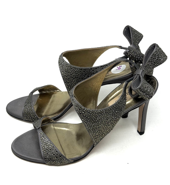 VALENTINO-Grey Crystal Bow Heels-Size 39