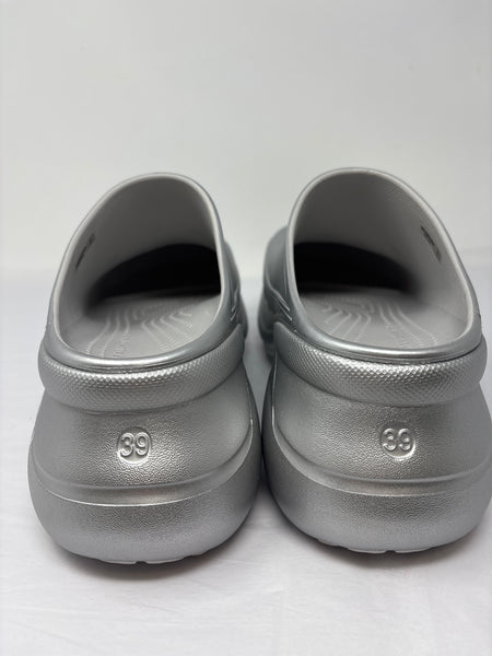 BALENCIAGA silver crocs shoes size 8