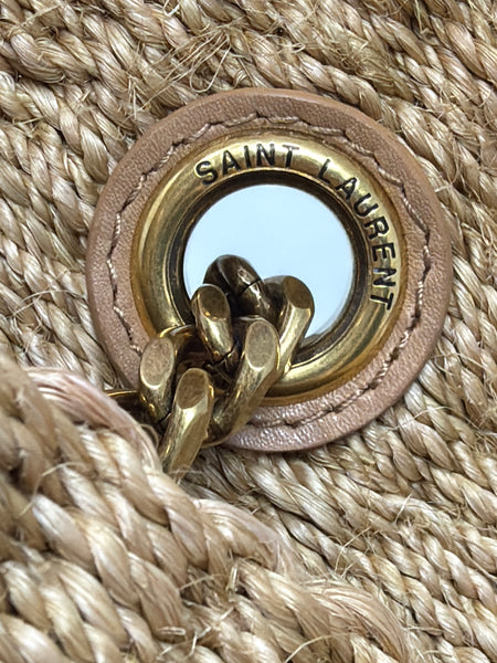 YSL-Preloved-Raffia Crossbody Purse