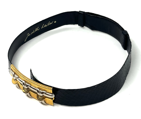 JUDITH LEIBER-Black/Gold Belt