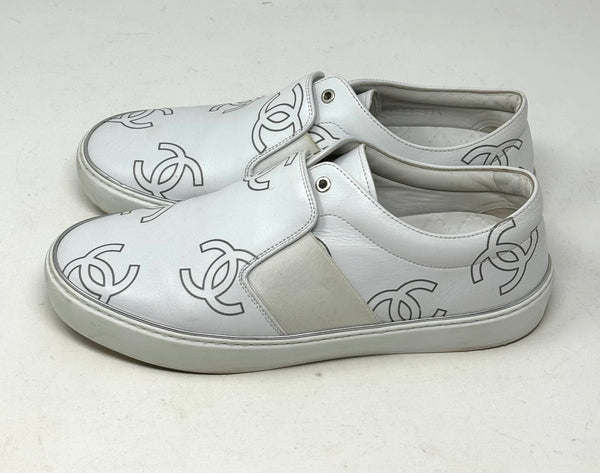 CHANEL-White Sneakers-Size 37.5
