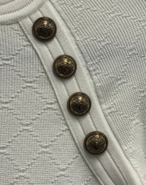 BALMAIN-White Top With Gold Buttons New With Tags-Size 36