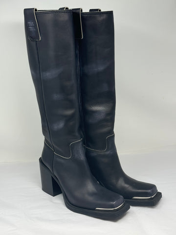 MIU MIU-Tall Black Boots-Size 38.5