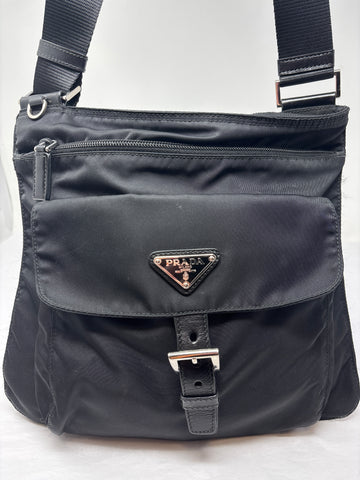 Prada midnight black tessuto nylon crossbody bag