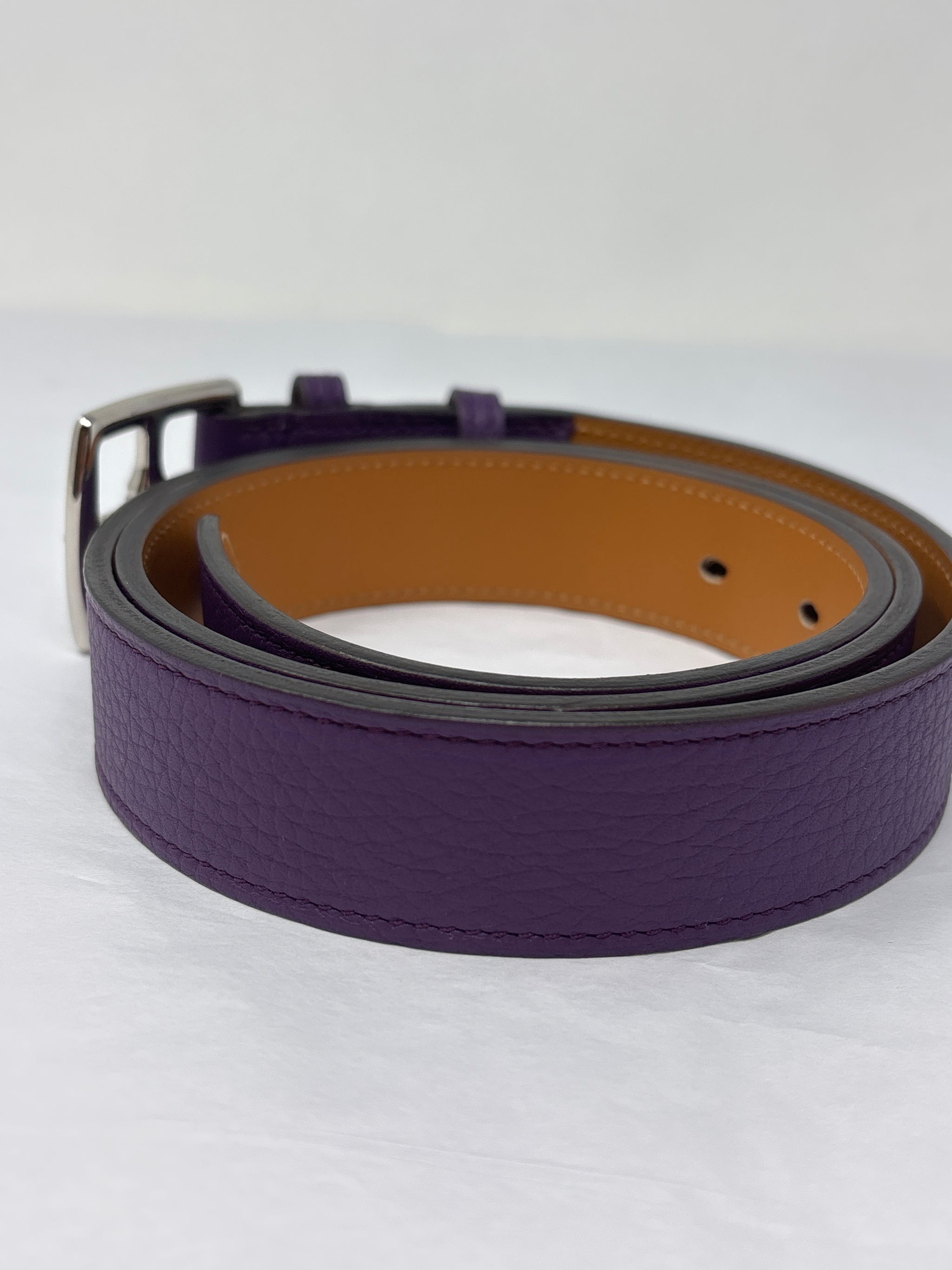 Hermes etriviere belt periwinkle and gold sz 74 Hermes [152] Unisex Bleu Paradis Taurillon Clemence  main image 4