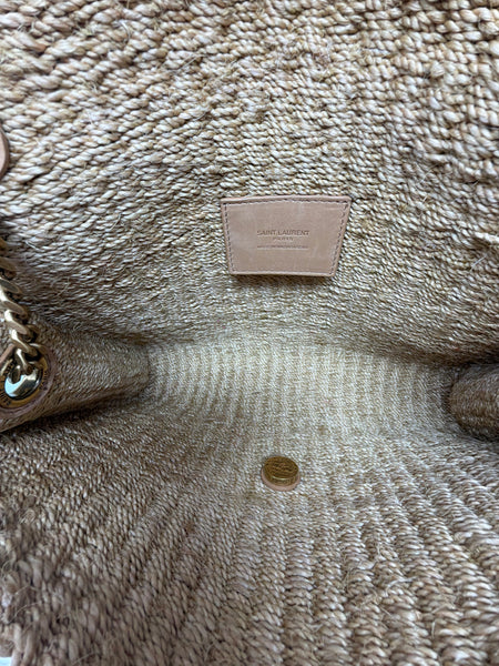 YSL-Preloved-Raffia Crossbody Purse