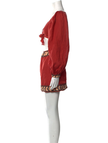 JOHANNA ORTIZ-Puff Sleeve Linen Sheath Mini Dress-Size 10