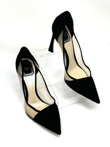 DIOR-Black Suede/Mesh Pumps-Size: 39