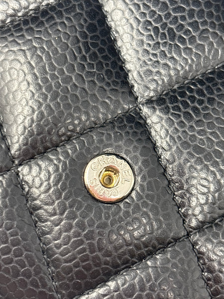 CHANEL Black Caviar Quilted Flap Wallet