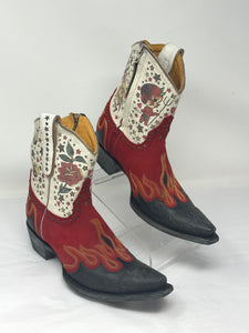 OLD GRINGO-Red/Black/White Cowboy Boots-Size 8.5