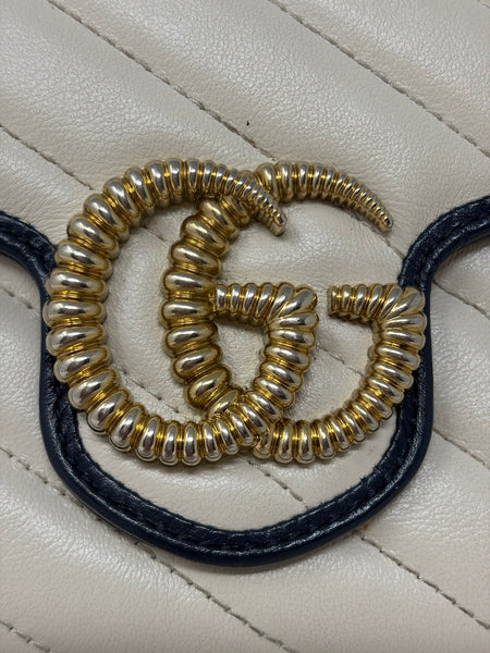 Gucci-Preloved-Small Vintage Effect Matelasse Diagonal Torchon GG Marmont Chain Wallet