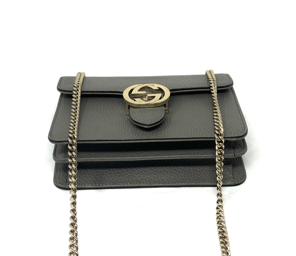 GUCCI-Taupe Interlocking Crossbody Bag