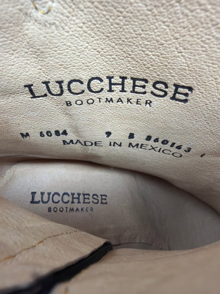 Lucchese-Preloved-Black Suede Boots Sz-9