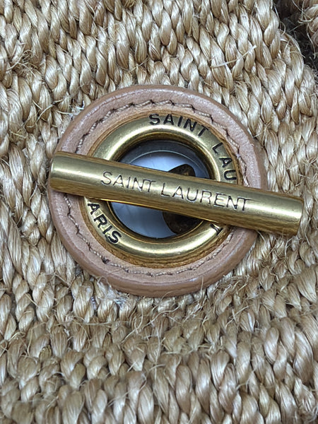 YSL-Preloved-Raffia Crossbody Purse