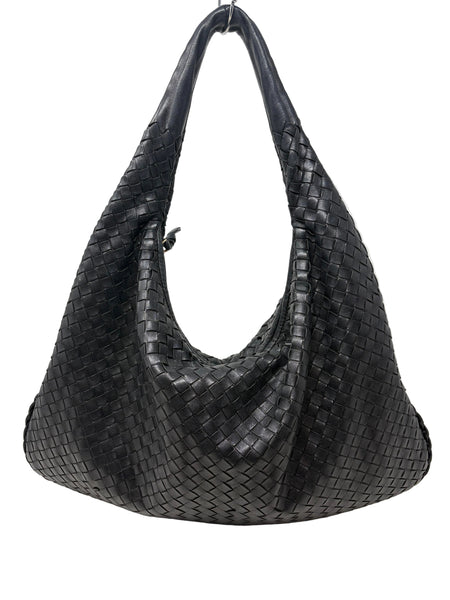 Bottega Veneta-Preloved-Large Black Intrecciato Napa Leather Hobo Bag