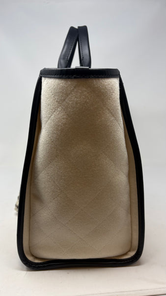 CHANEL Black & White Deauville wool tote