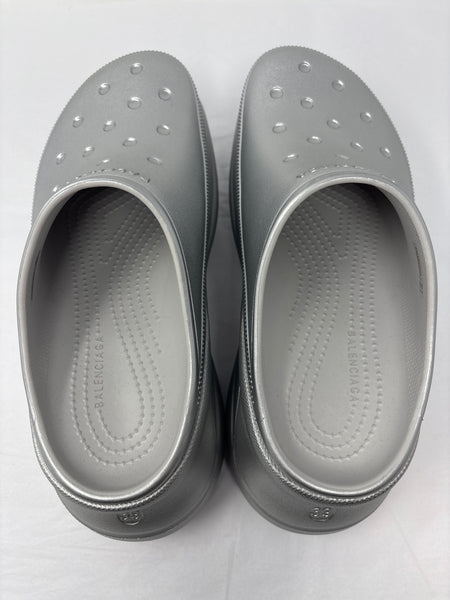 BALENCIAGA silver crocs shoes size 8