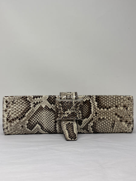 Tod’s python clutch with silver embelishments