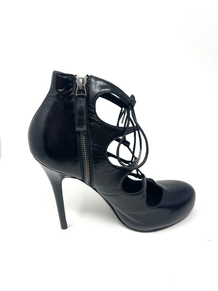 ALEXANDER MCQUEEN-Black Leather Ankle Boots-Size 40