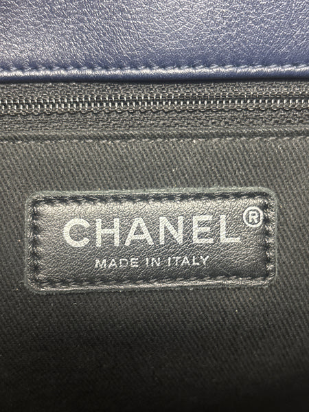 Chanel Navy Patent Bag Silver ardware