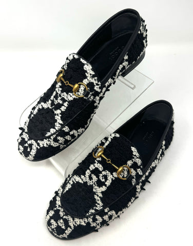 GUCCI-Black Tweed Loafers