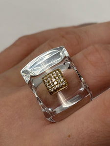 Baccarat clear crystal diamond ring size 8