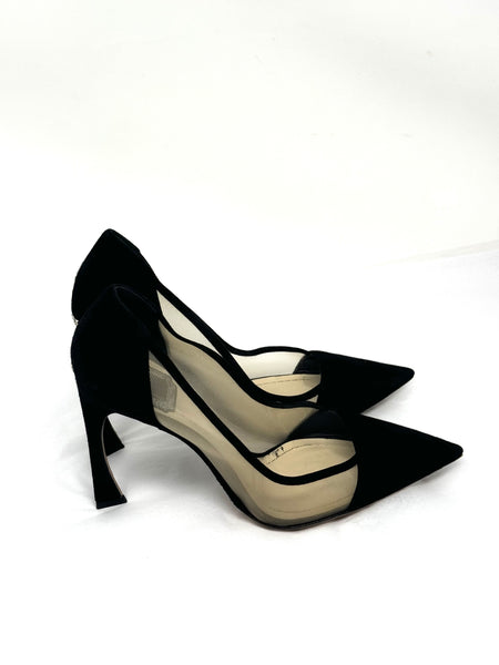 DIOR-Black Suede/Mesh Pumps-Size: 39