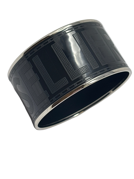 Hermès enamel printed sellier extra wide bracelet size 65