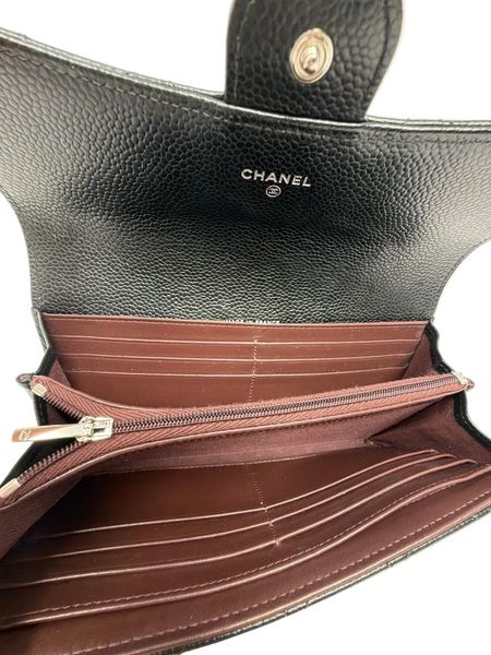Chanel-Preloved-Black Chanel Classic Long Flap Wallet